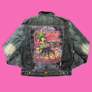 Steven Rhodes ''Mommy! Can We Keep Him?'' Upcycled T-Shirt Denim Jacket Size XL